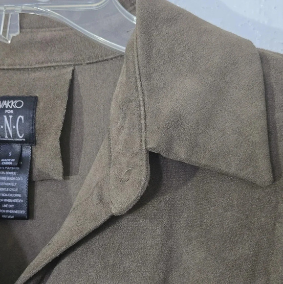 Vakko for I.N.C. | Olive Green Micro Suede Fit Flare Shirt Dress Sz S - Picture 5 of 9